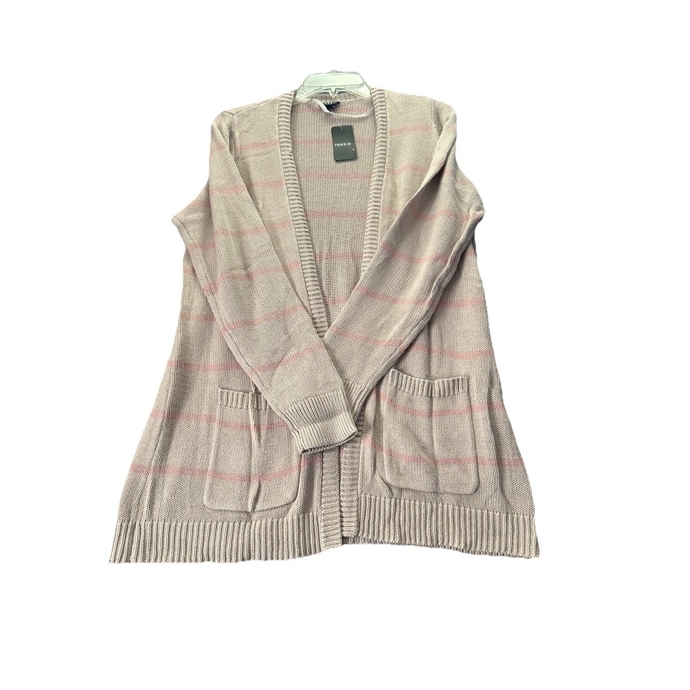NWT‎ Torrid Multi Colored Nuddish Long Sleeve Open Front Cardigan Sweater Size 0